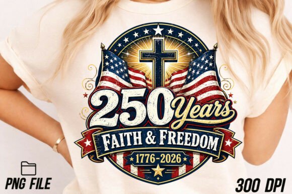 250 Years Faith Freedom Christian PNG T-Shirt Designs