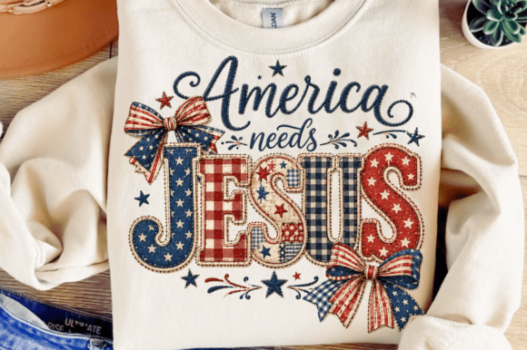 America Needs Jesus 4th of July PNG