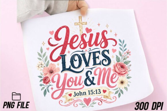 Bible Verse PNG: Jesus Loves You and Me T-Shirt Designs