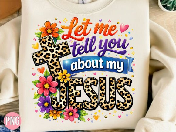 Cheetah Jesus Cross Floral PNG for T-Shirt Designs