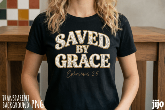 Christian Grace Floral Saved PNG: T-Shirt Designs for Local Branding