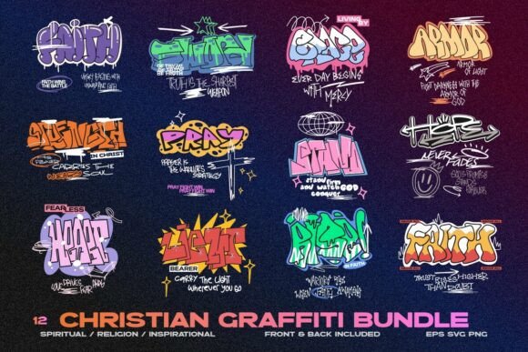 Christian Graffiti T-Shirt Designs Set
