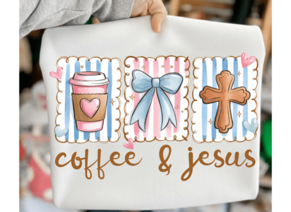 Coquette Coffee & Jesus PNG for T-Shirt Designs
