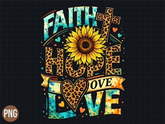 Faith Hope Love Sunflower Christian PNG T-Shirt Designs
