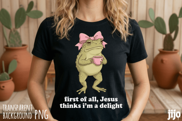 Frog Jesus Delight Bow PNG: T-Shirt Designs for Editorial Charm