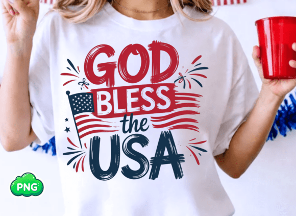 God Bless the USA PNG: Christian 4th July T-Shirt Designs