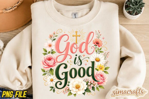 God is Good PNG Floral Christian PNG T-Shirt Designs