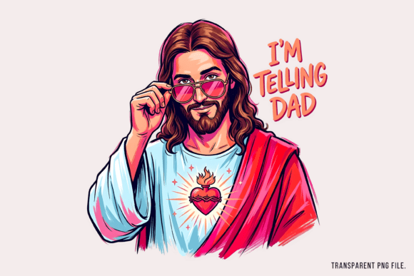 I’m Telling Dad PNG: Jesus Saying T-Shirt Designs