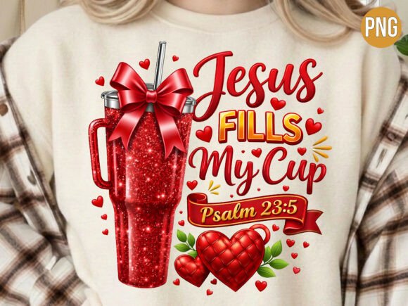 Jesus Fills My Cup Psalm Christian PNG T-Shirt Designs