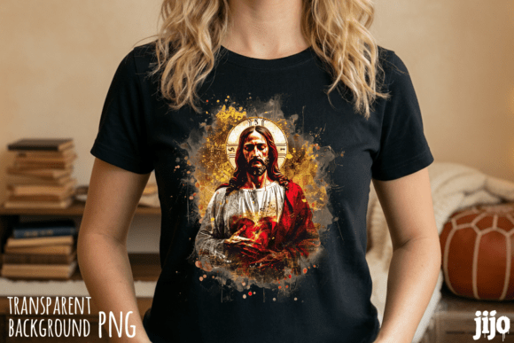 Jesus Sacred Heart Christian PNG for T-Shirt Designs