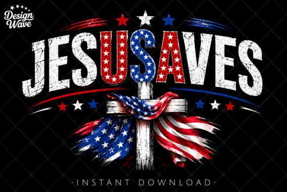Jesus Saves Patriotic Shirt PNG for T-Shirt Designs
