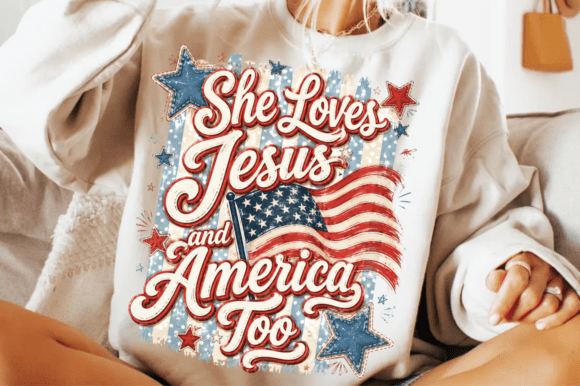 Loves Jesus and America Too PNG: Faith T-Shirt Designs