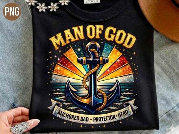 Man of God Anchor Dad Christian PNG T-Shirt Designs