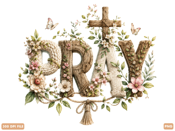 Pray Floral Christian PNG
