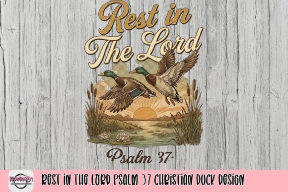 Rest in the Lord Psalm 37 Christian Duck Design T-Shirt Designs