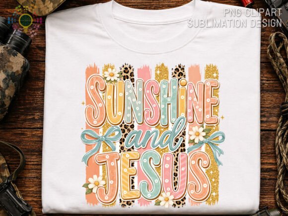Sunshine and Jesus Glitter Brushstroke T-Shirt Designs