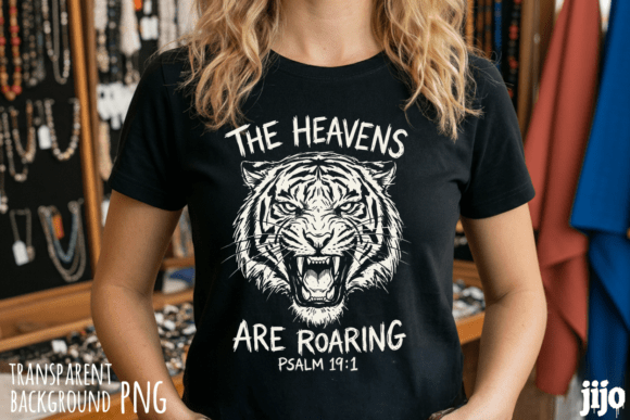 Tiger Christian Roaring Psalm PNG for T-Shirt Designs