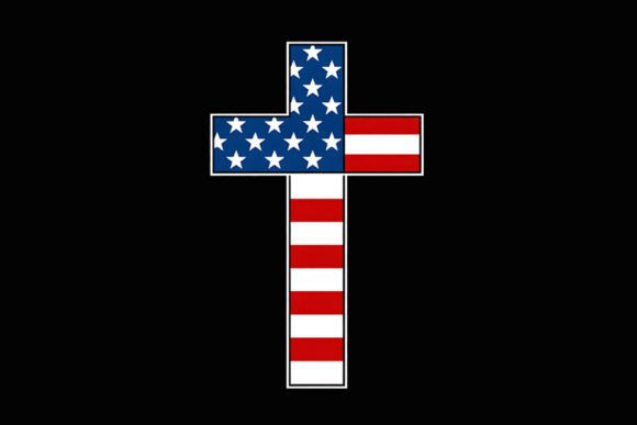 USA Flag Cross Christian Design T-Shirt Designs